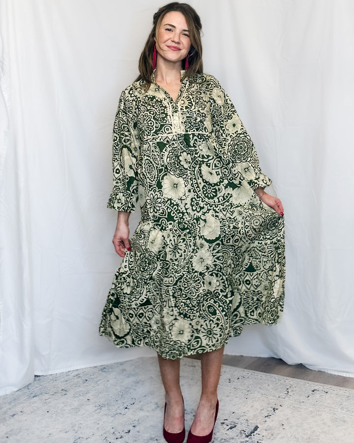 BUTTERCUPS Olive Floral Maxi Dress