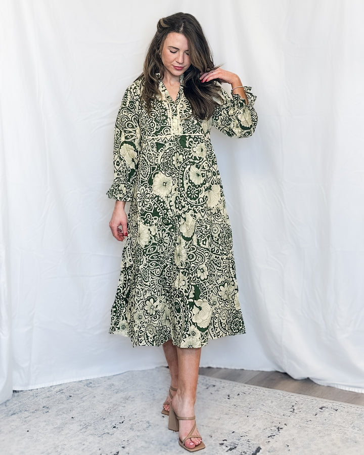 BUTTERCUPS Olive Floral Maxi Dress